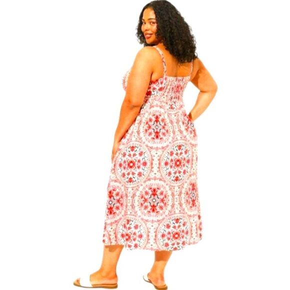 TORRID Plus Size Tea Length Challis Floral Square Neck Tulip Cut Tank Dress 2X - Picture 11 of 16